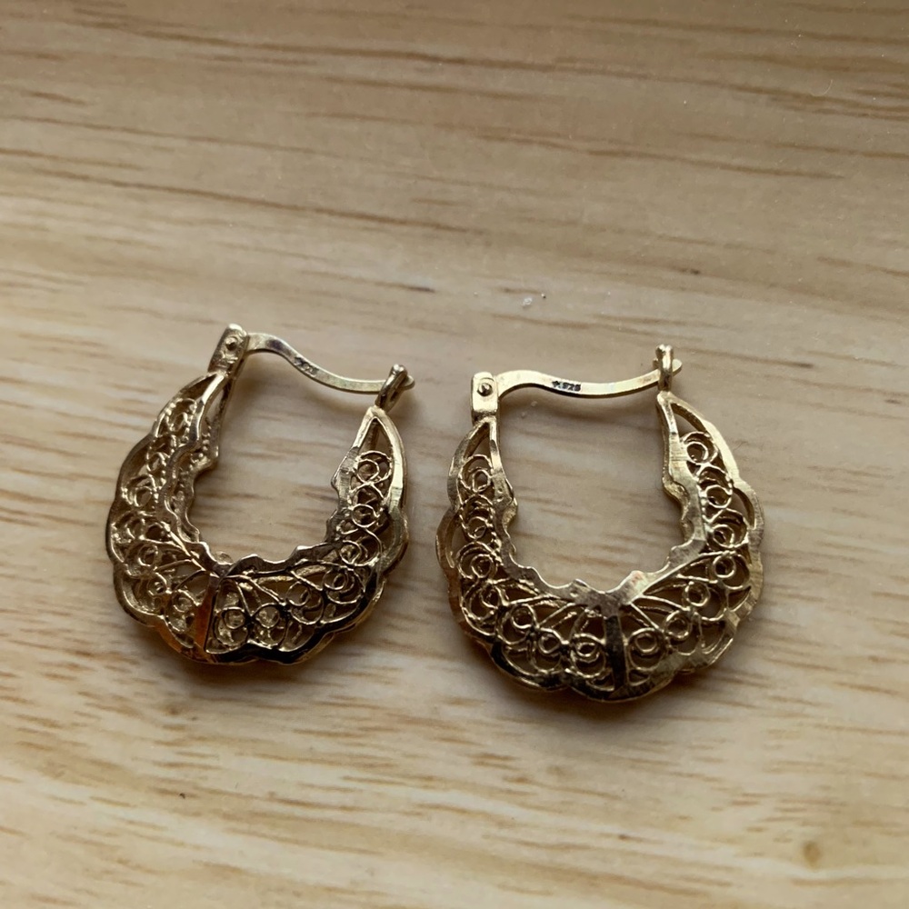 Vintage 925 Sterling Silver with Gold OverlayEarrings - Picture 5 of 9